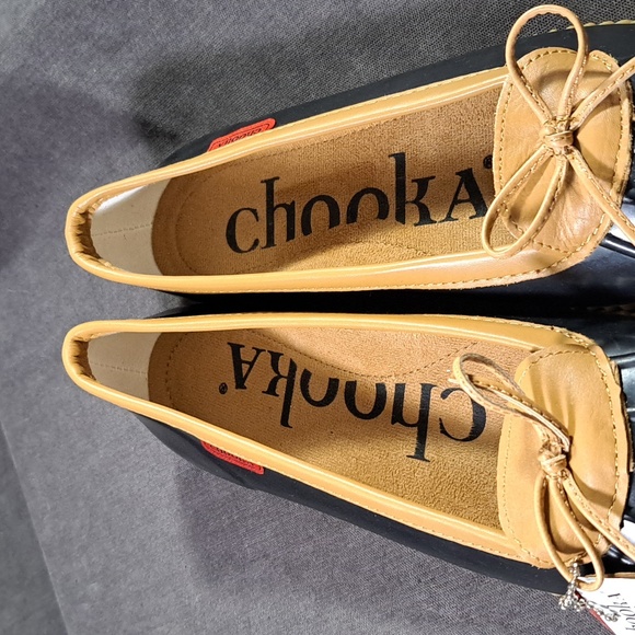 chooka Black Duck Skimmer Rubber + Faux Leather Rain Slip On Flats NWT US 10 - Picture 6 of 16